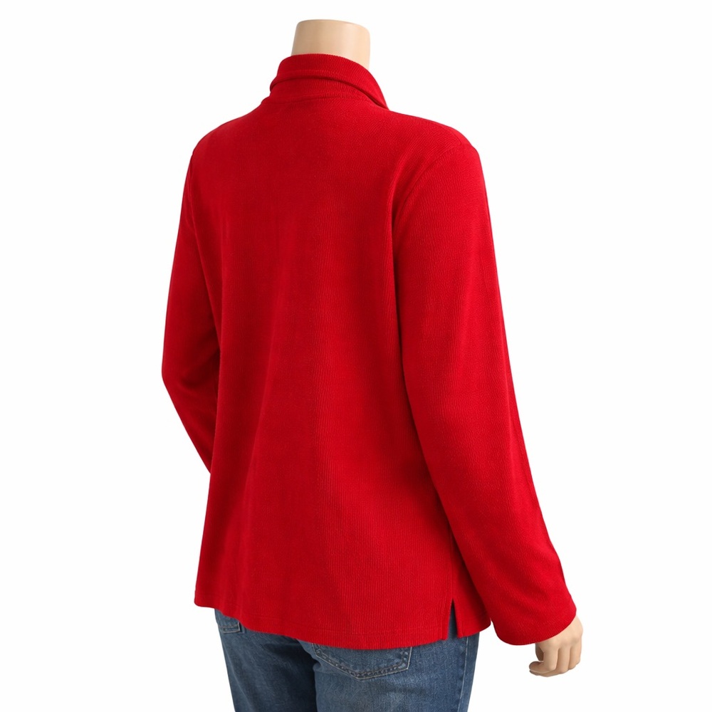 Karen Scott Petite XL Red Quarter Zip Mock Neck Cotton Knit Top NWT - Picture 8 of 11